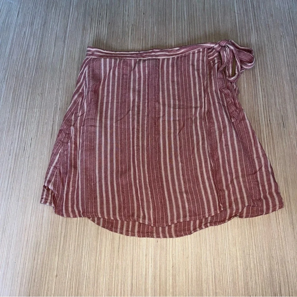 American Eagle Red Striped Wrap Skirt